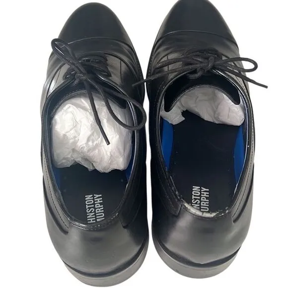 Johnston &amp; Murphy Stockton Black Leather Cap Toe Lace Up Size 11