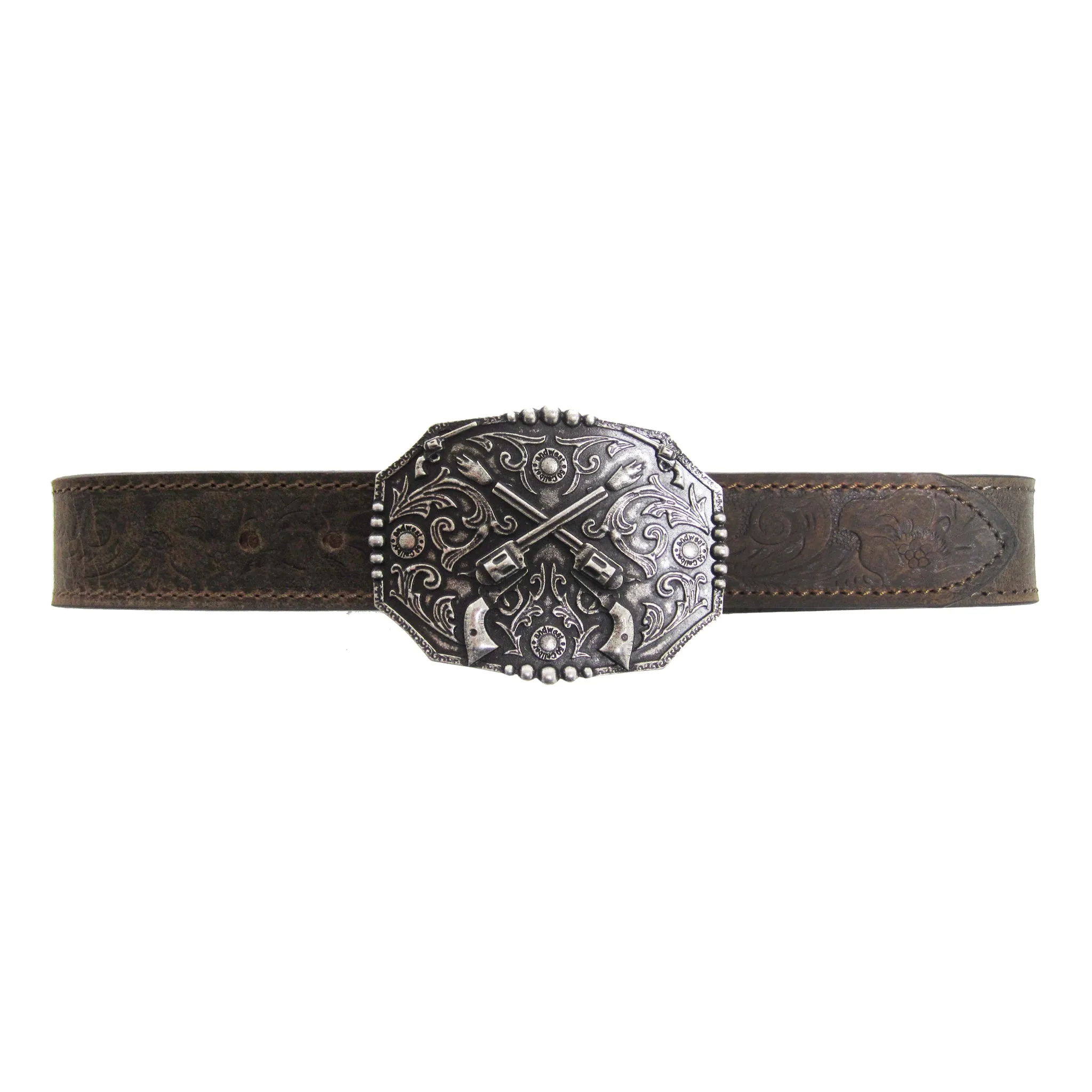 Kids’ 1 1/4" Cross Pistols Buckle with Tooled Belt