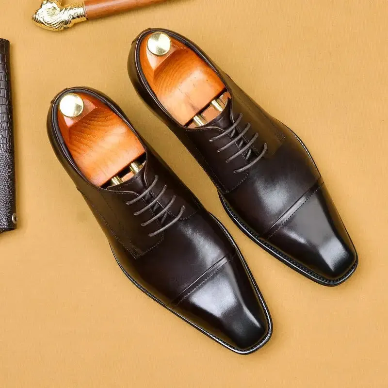 La Finezza 4 - Captoe Italian style leather derby Dress Shoes
