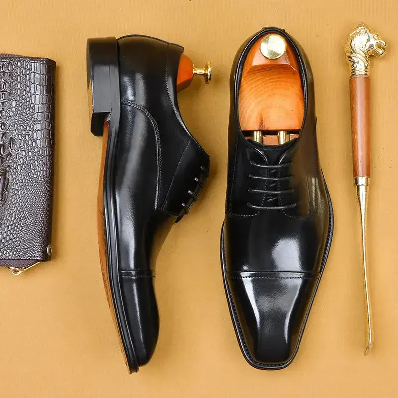 La Finezza 4 - Captoe Italian style leather derby Dress Shoes