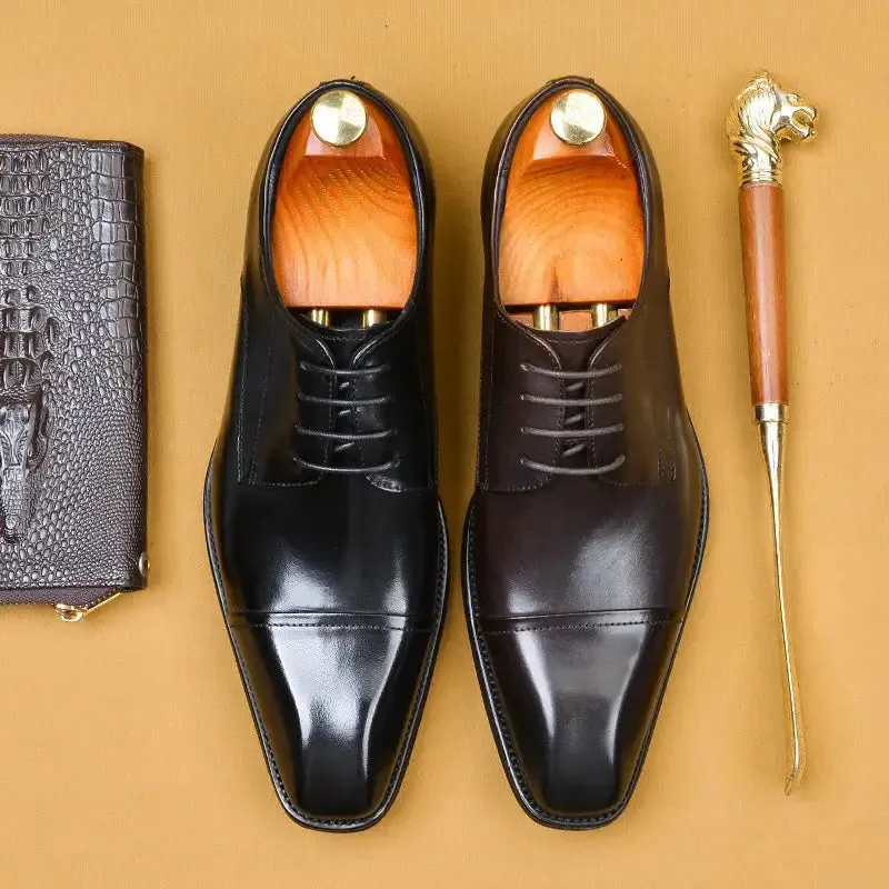 La Finezza 4 - Captoe Italian style leather derby Dress Shoes