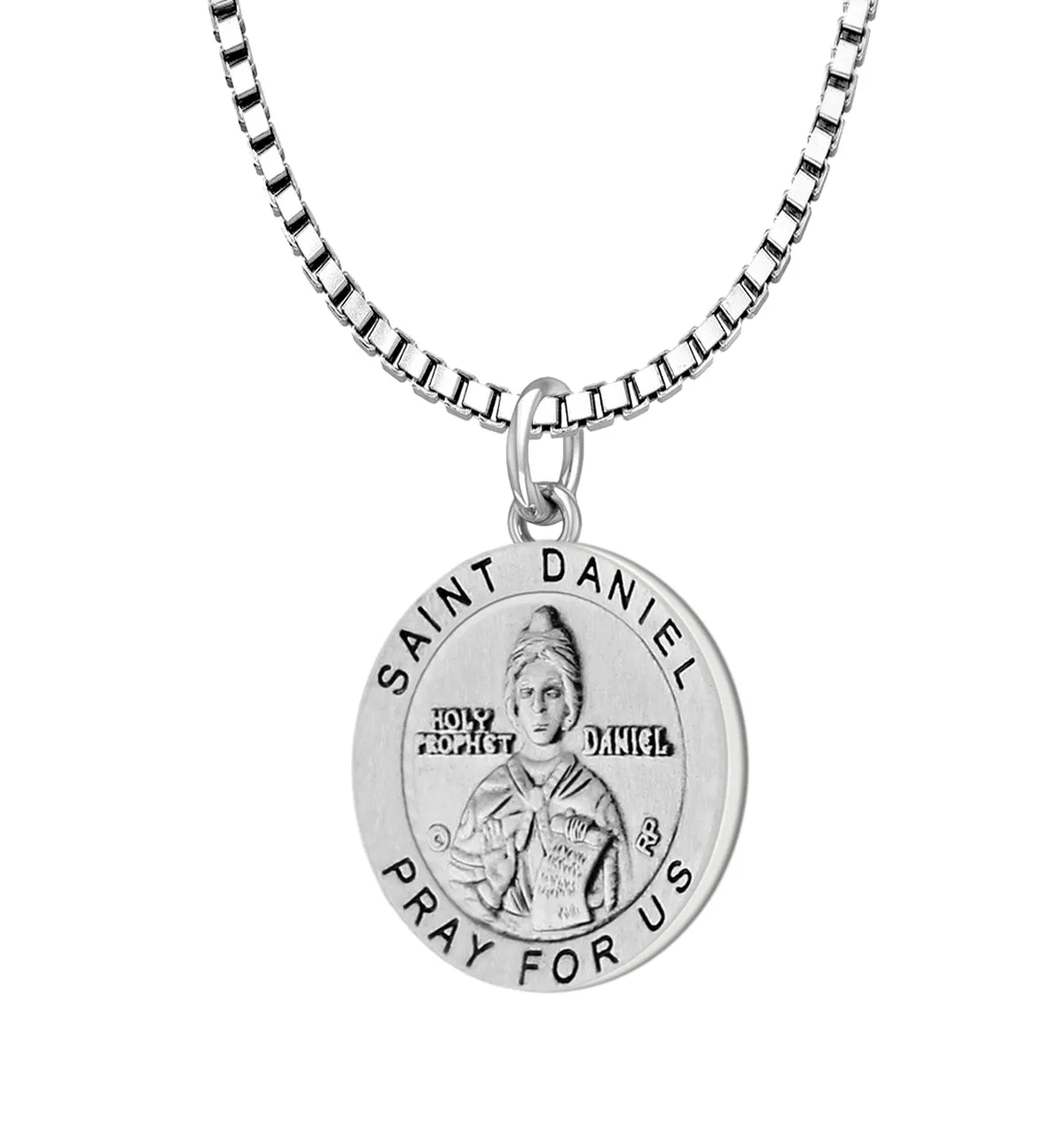 Ladies 925 Sterling Silver 18.5mm Antiqued Saint Daniel Medal Pendant Necklace