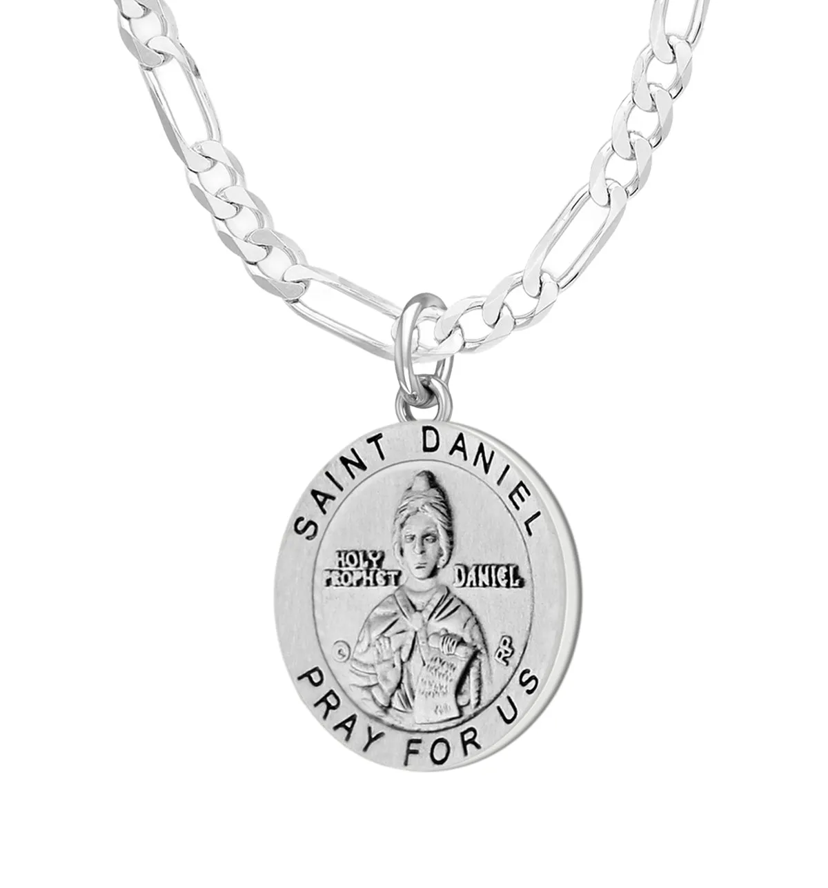 Ladies 925 Sterling Silver 18.5mm Antiqued Saint Daniel Medal Pendant Necklace