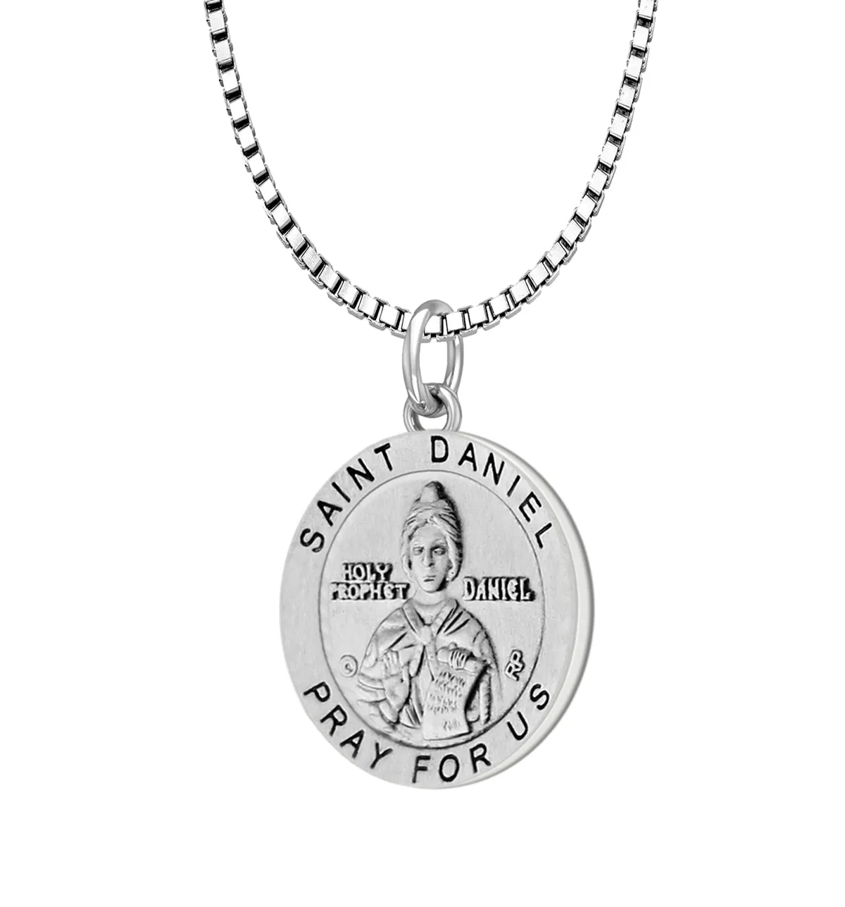Ladies 925 Sterling Silver 18.5mm Antiqued Saint Daniel Medal Pendant Necklace