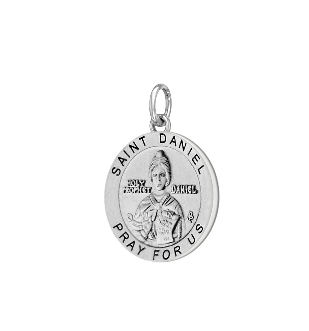 Ladies 925 Sterling Silver 18.5mm Antiqued Saint Daniel Medal Pendant Necklace
