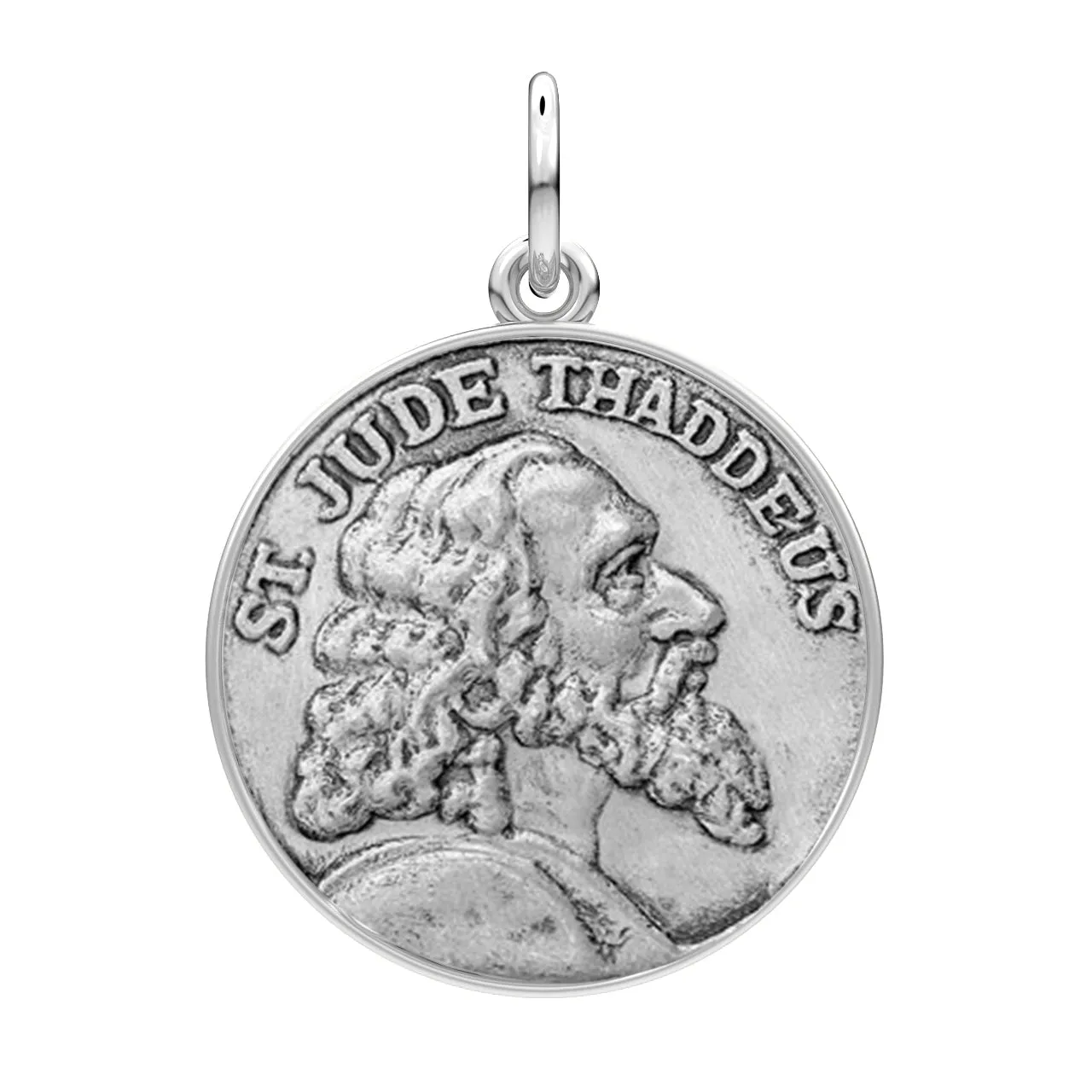 Ladies 925 Sterling Silver Saint Jude Thaddeus Round Pendant Necklace, 18mm