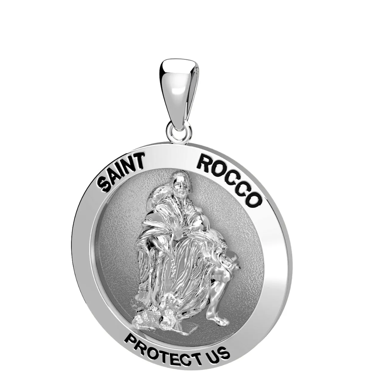 Ladies 925 Sterling Silver Saint Rocco Pendant Necklace, 18mm or  22mm
