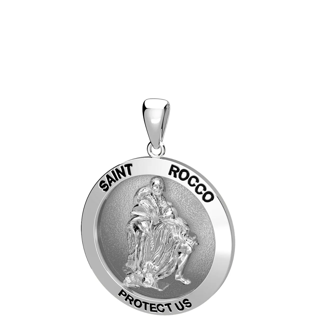 Ladies 925 Sterling Silver Saint Rocco Pendant Necklace, 18mm or  22mm