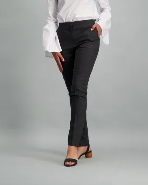 Ladies-Check Elastic Waist Pant Charcoal