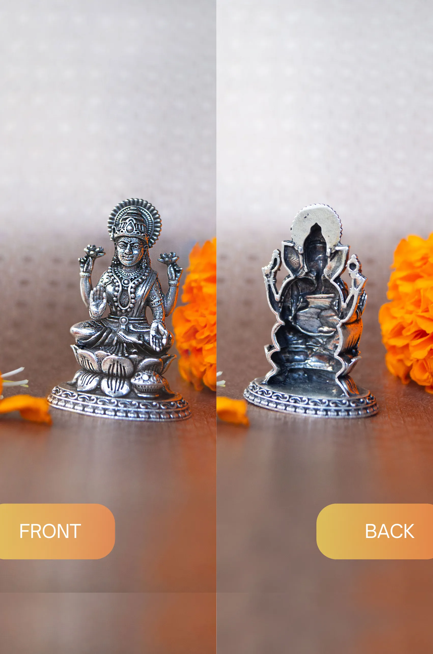 Lakshmi 2D Antique Finish 925 Sterling Silver Idol