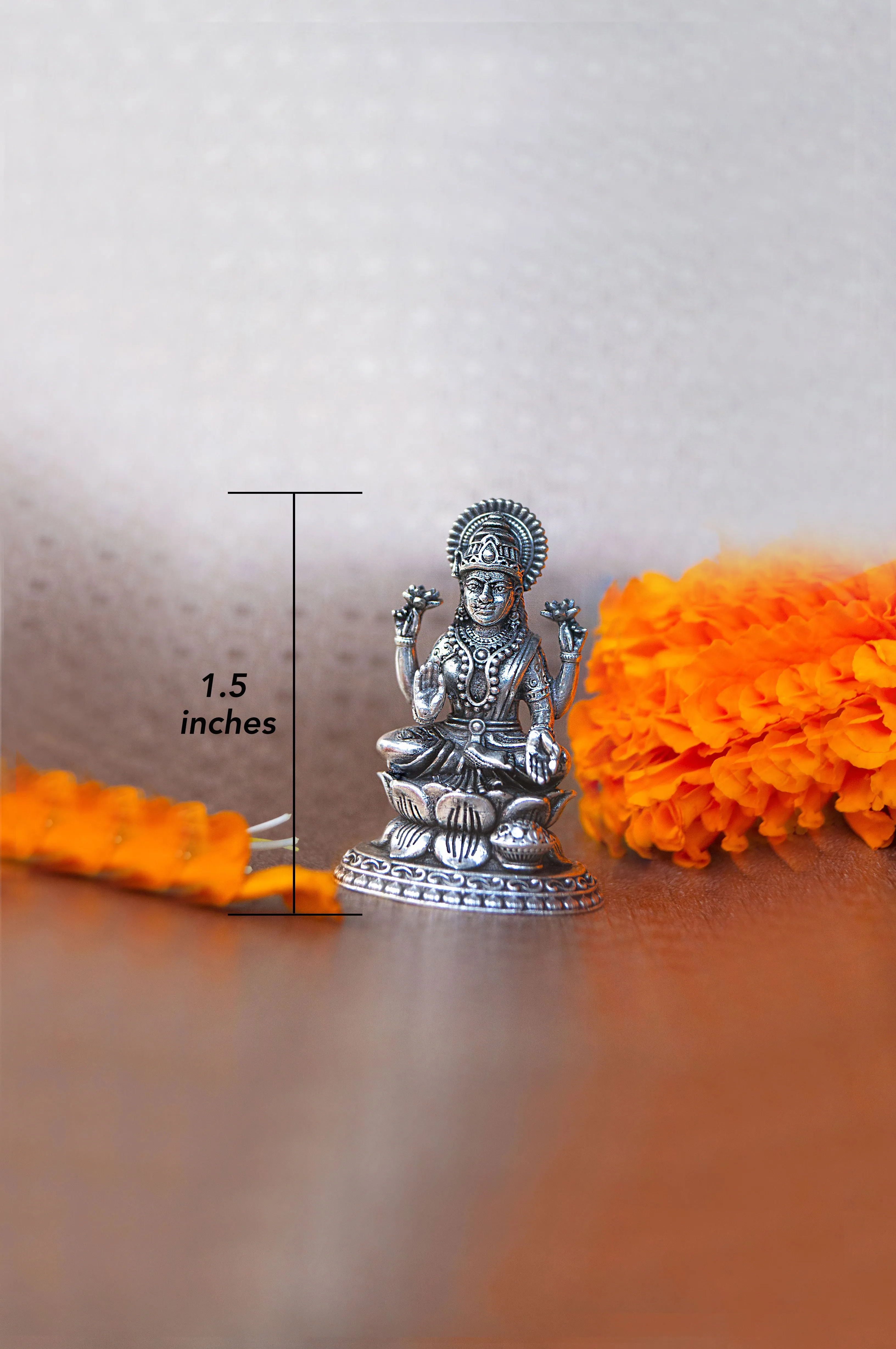 Lakshmi 2D Antique Finish 925 Sterling Silver Idol
