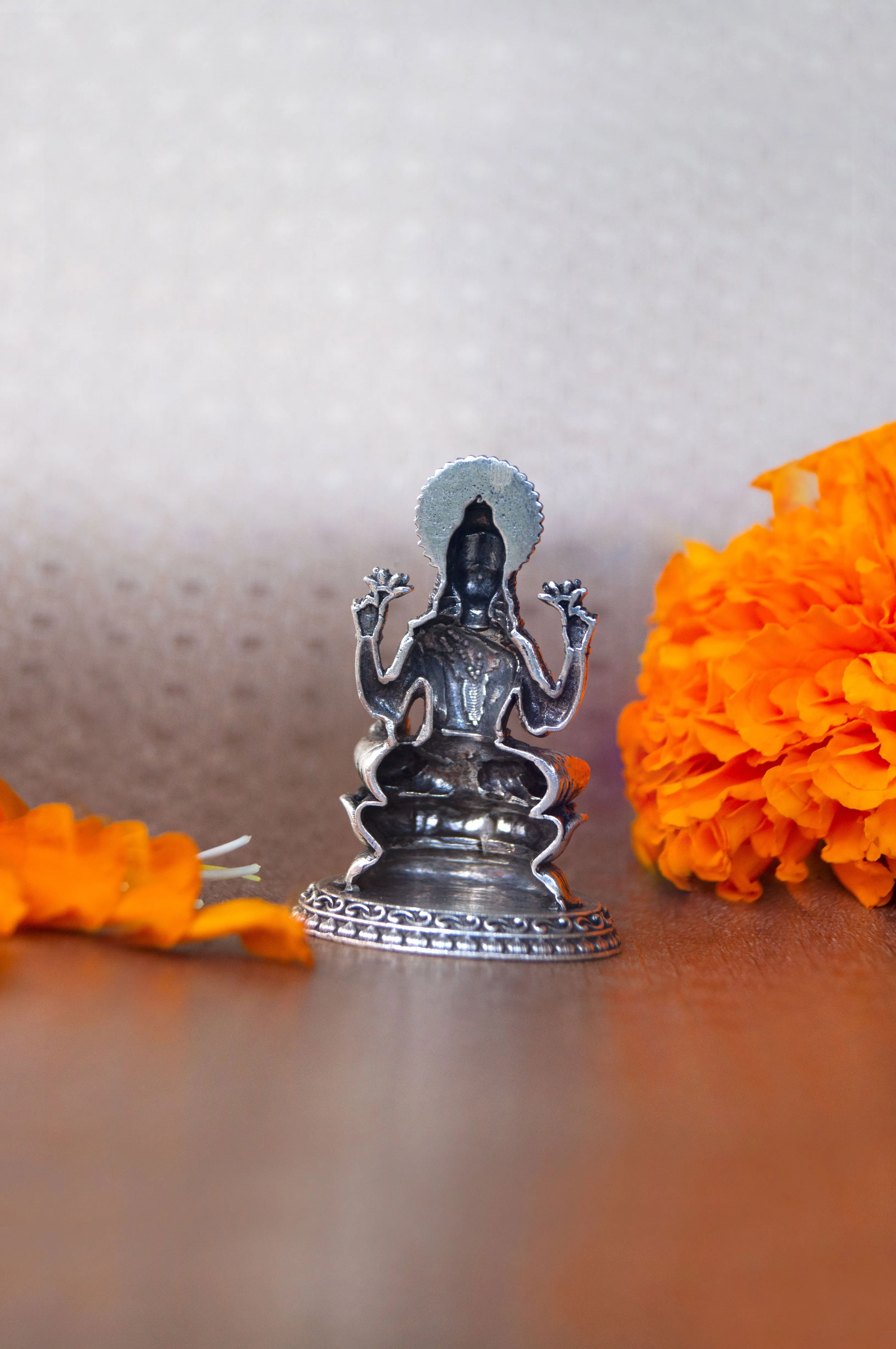 Lakshmi 2D Antique Finish 925 Sterling Silver Idol