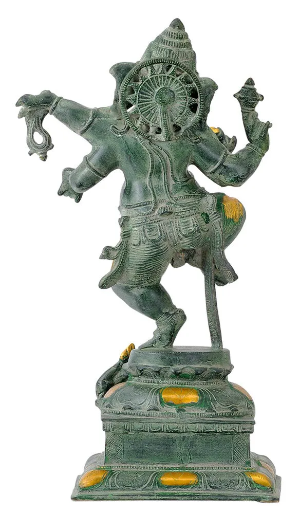'Lambodar Ganesha' Brass Sculpture in Antique Bronze Finish