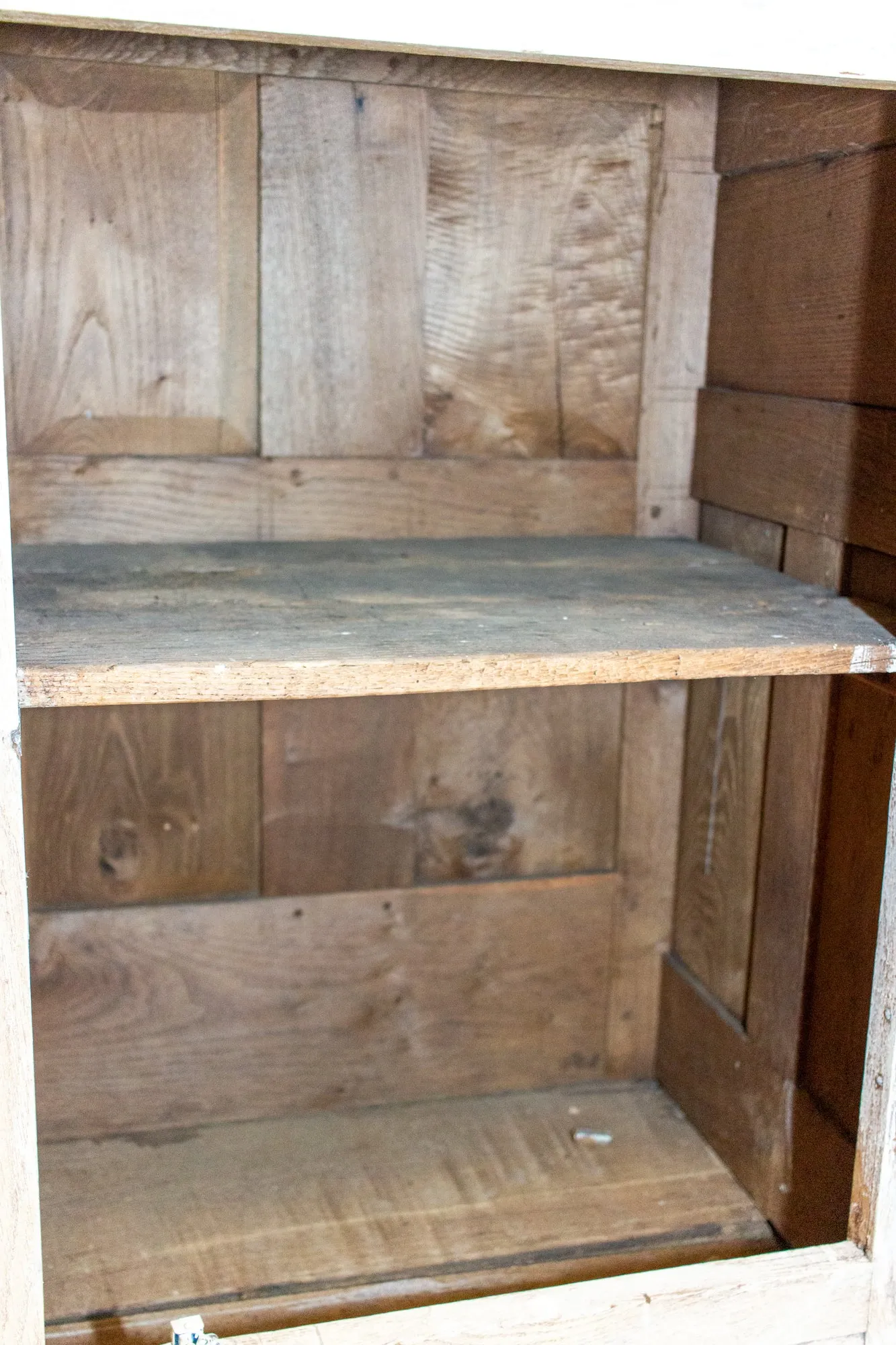 Large Antique French Oak Buffet in Greige Wash Finish