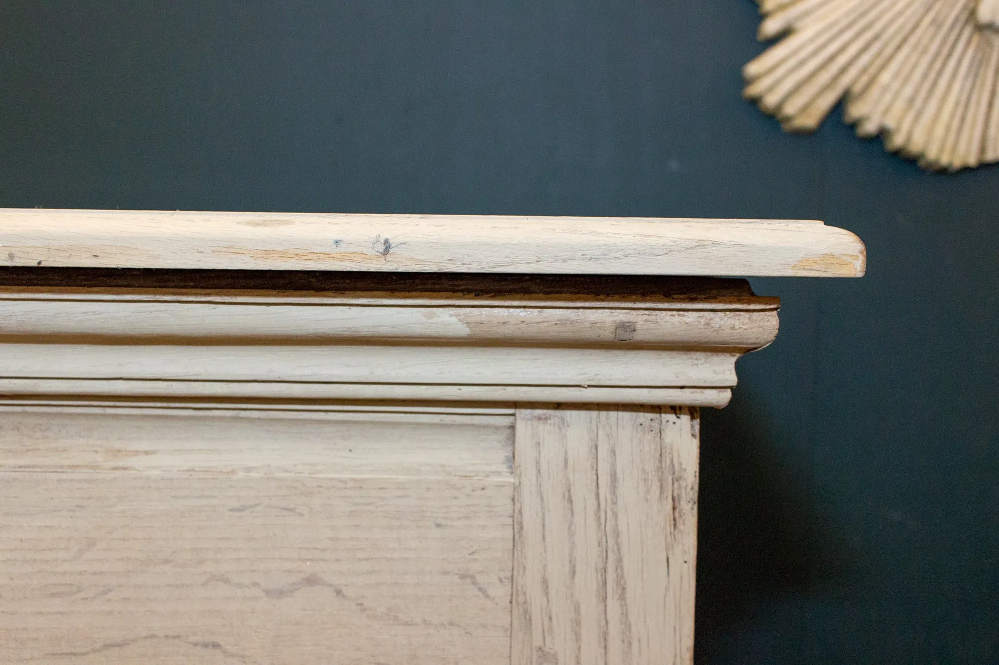 Large Antique French Oak Buffet in Greige Wash Finish