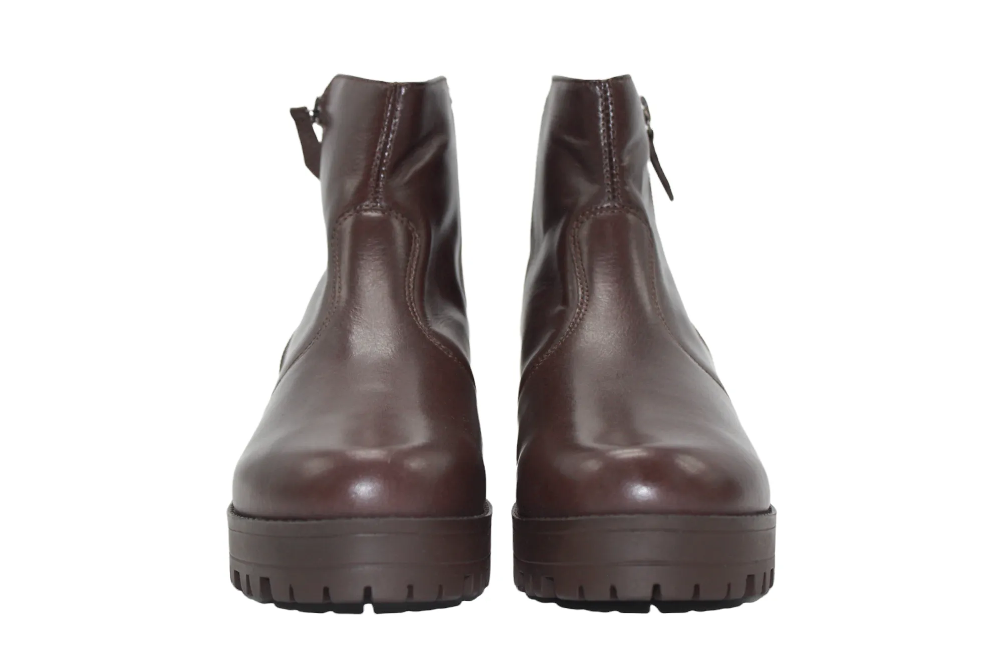 Leather Ankle Lug Sole Boots