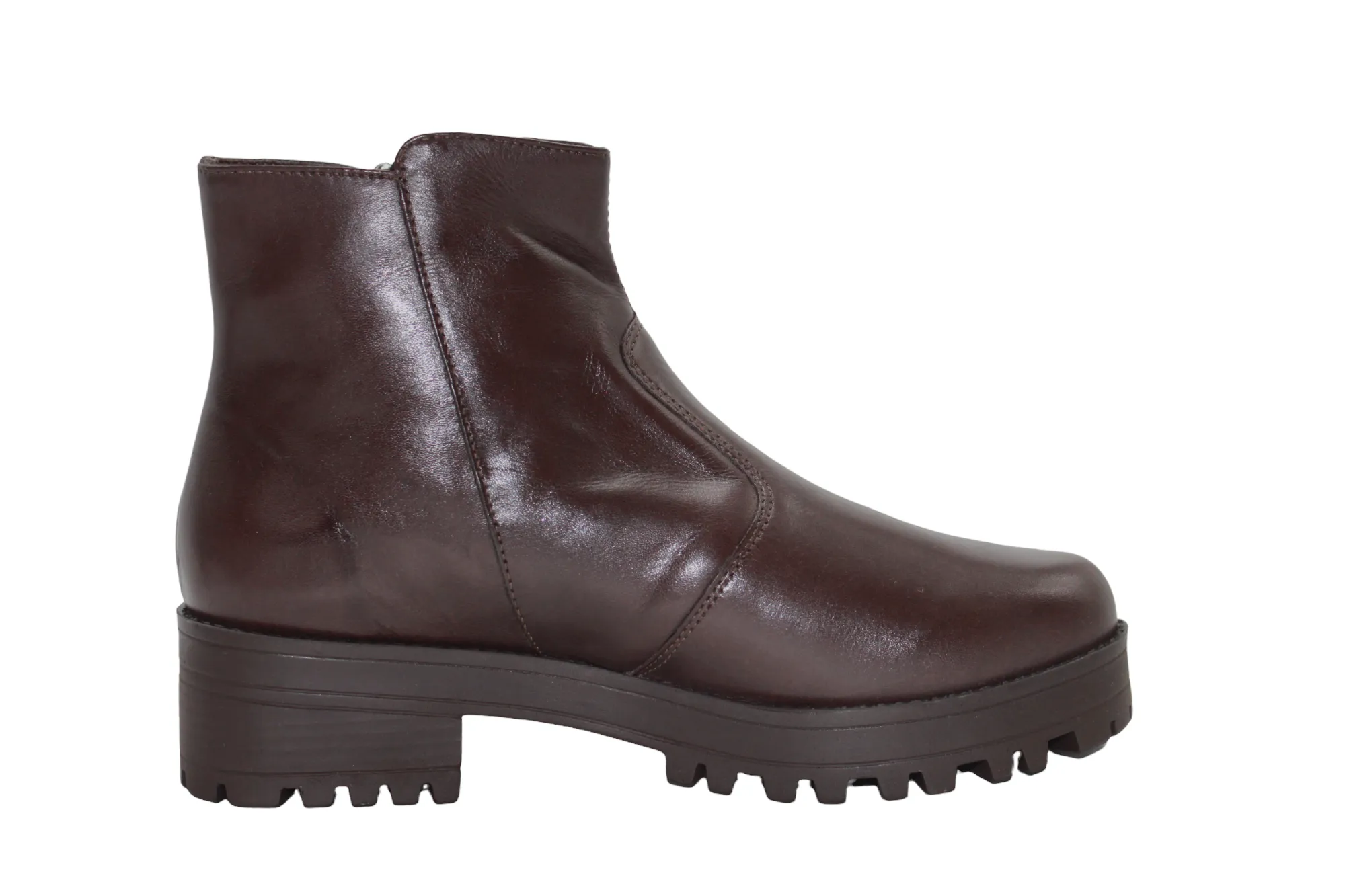 Leather Ankle Lug Sole Boots