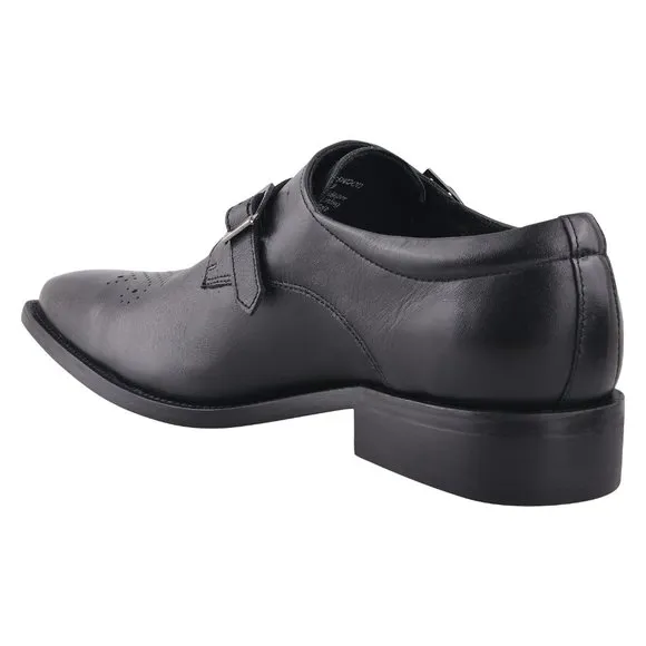 LIBERTYZENO Black Leather Oxford Style Monk Straps