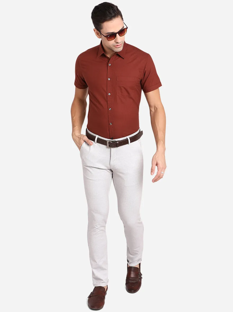 Light Fawn Solid Slim Fit Club Wear Trouser | JB Studio
