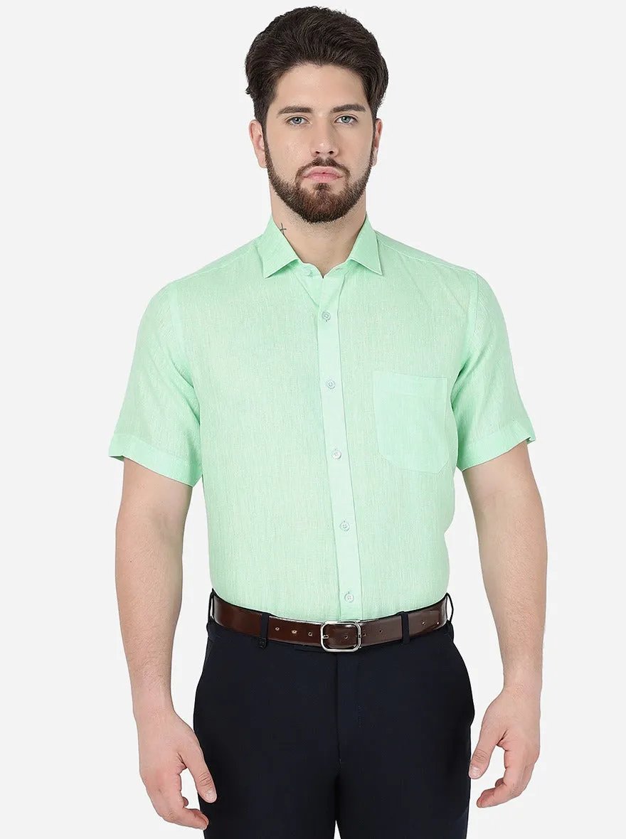 Light Green Solid Regular Fit Formal Shirt | JadeBlue
