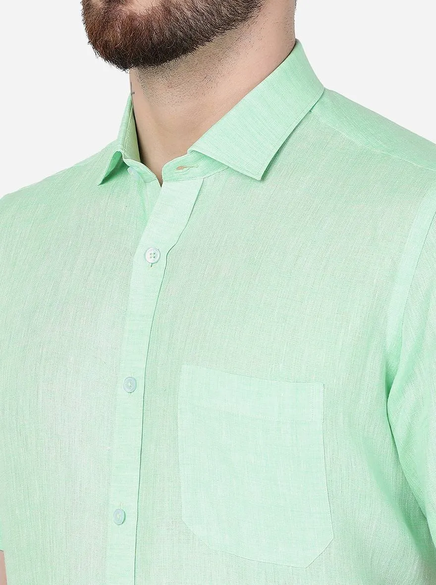 Light Green Solid Regular Fit Formal Shirt | JadeBlue