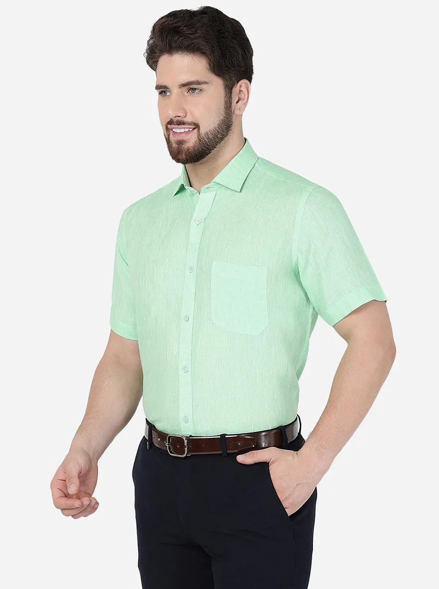 Light Green Solid Regular Fit Formal Shirt | JadeBlue