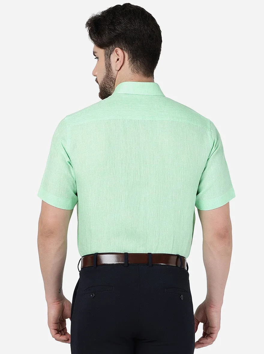 Light Green Solid Regular Fit Formal Shirt | JadeBlue