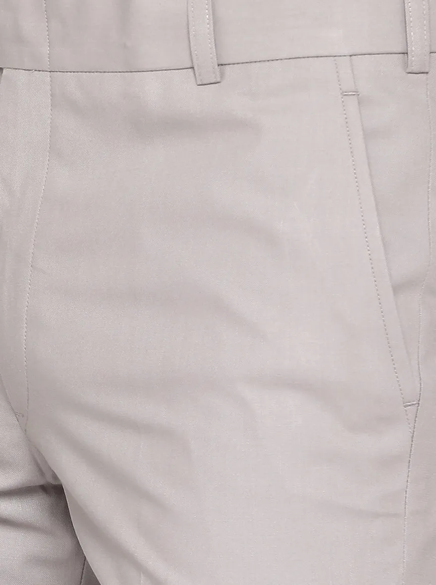 Light Grey Solid Slim Fit Formal Trouser | Metal