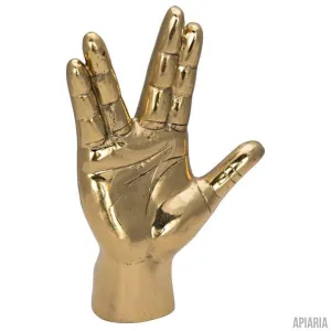 Live Long and Prosper Vulcan Hand Sign Sculpture in Brass, Star Trek, Spock