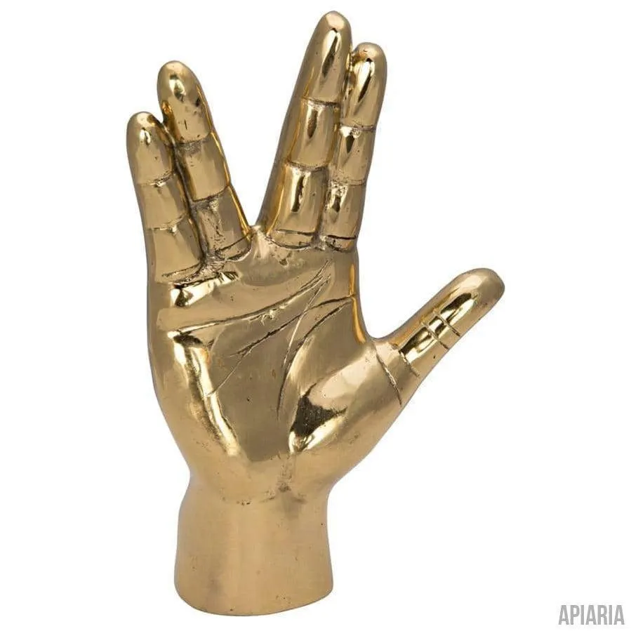 Live Long and Prosper Vulcan Hand Sign Sculpture in Brass, Star Trek, Spock