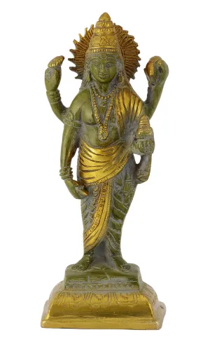 Lord Dhanvantari in Antique Green Finish
