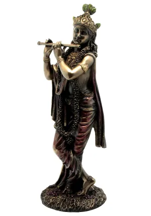 Lord Krishna Playing Flute - Antique Bronze Finish