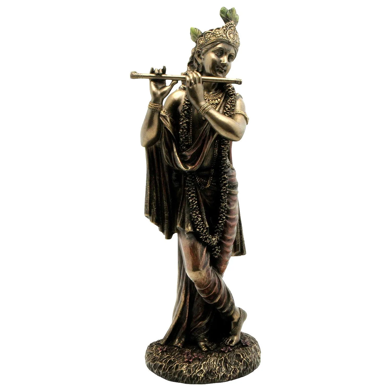 Lord Krishna Playing Flute - Antique Bronze Finish