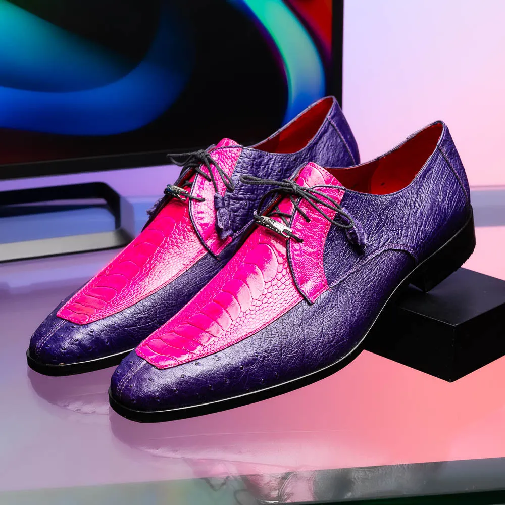 Marco Di Milano Andretti in Pink / Purple Ostrich Leg Derby Shoes