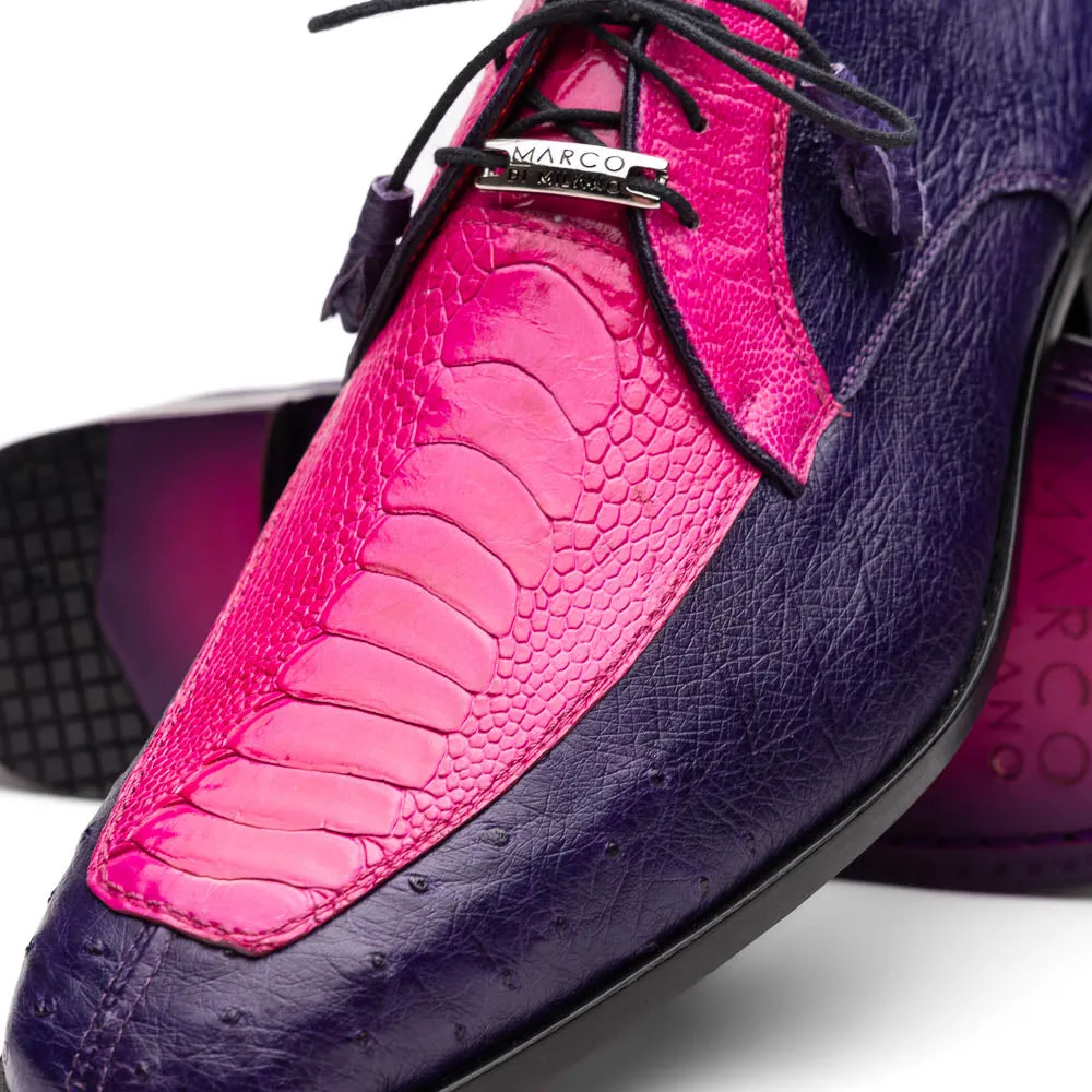 Marco Di Milano Andretti in Pink / Purple Ostrich Leg Derby Shoes