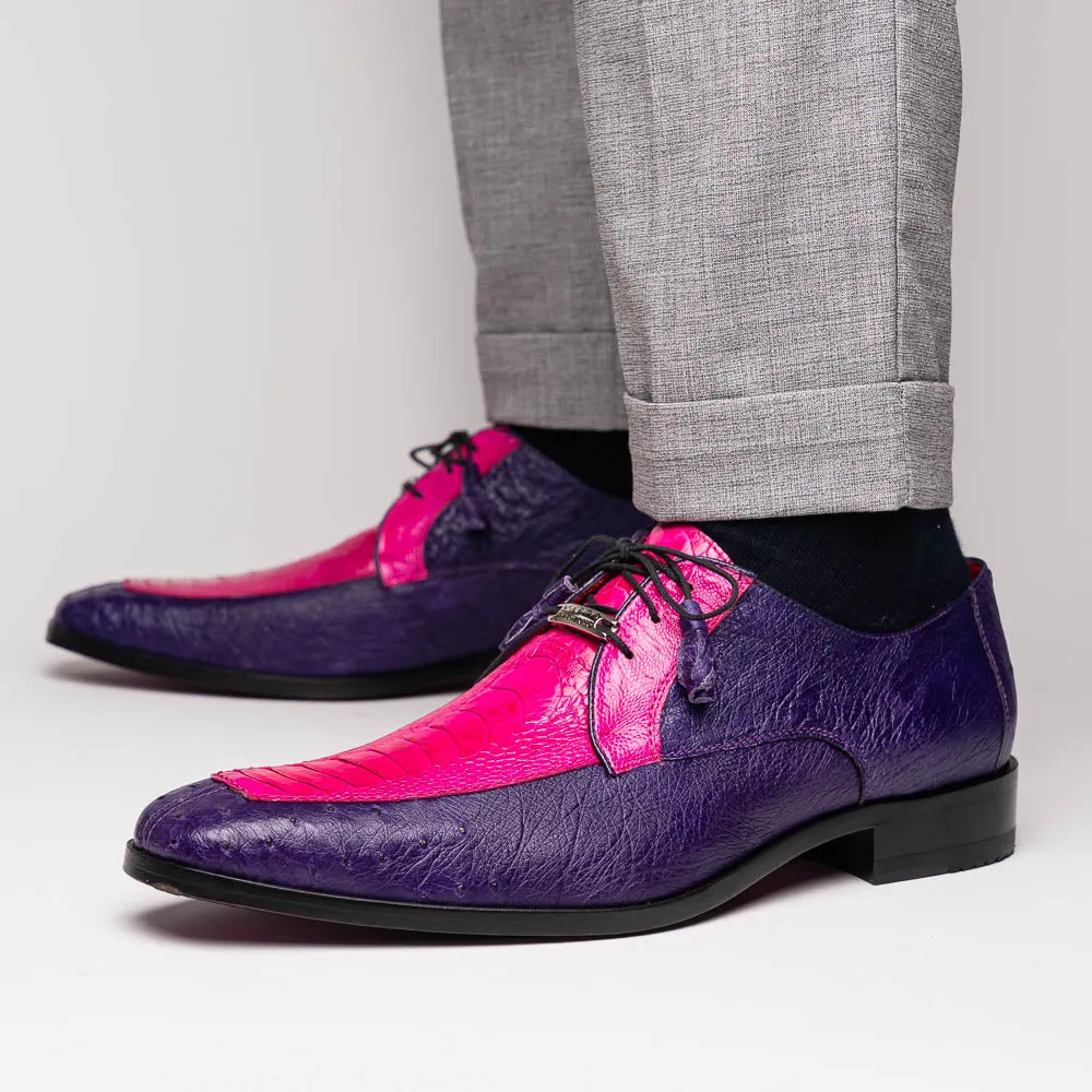 Marco Di Milano Andretti in Pink / Purple Ostrich Leg Derby Shoes