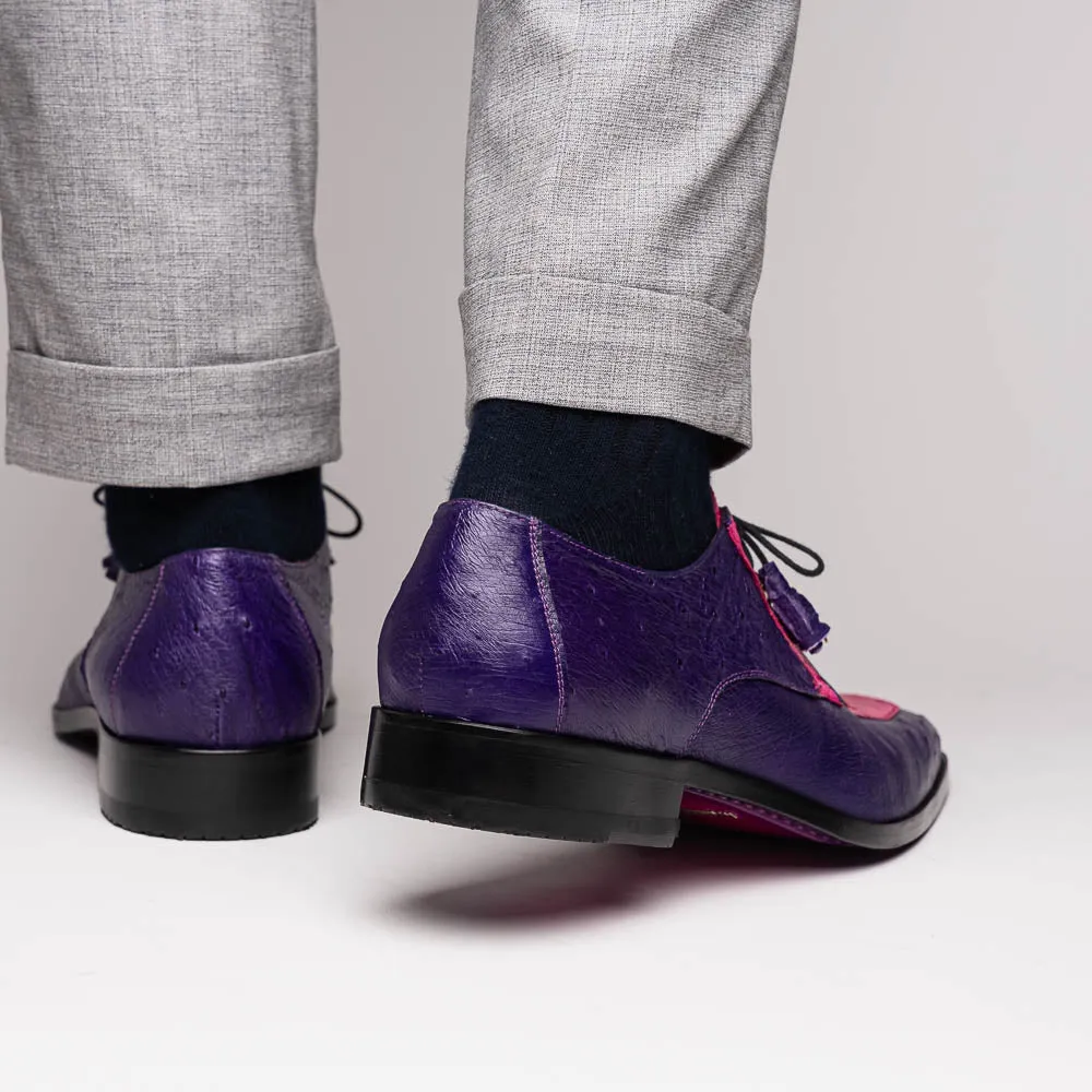 Marco Di Milano Andretti in Pink / Purple Ostrich Leg Derby Shoes