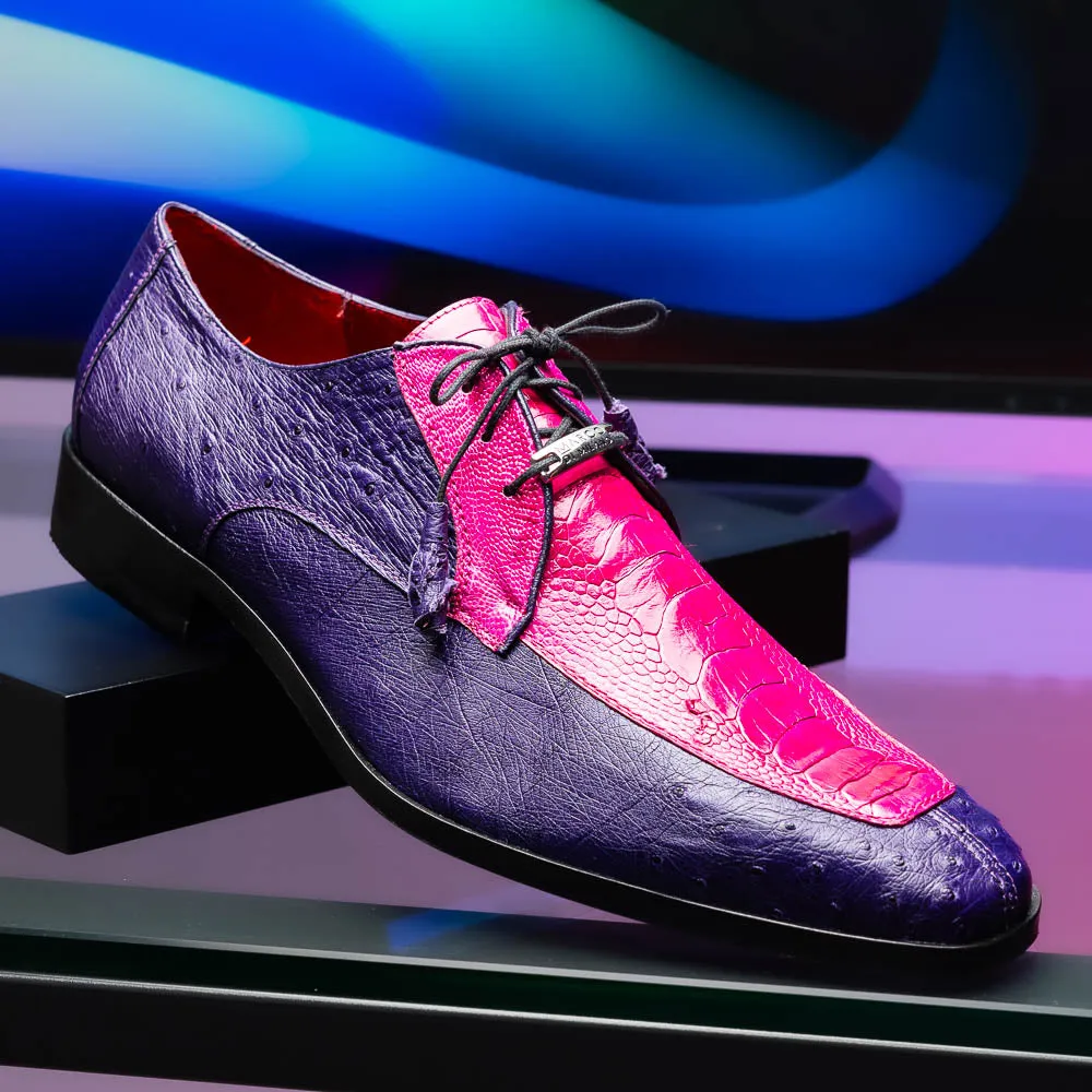 Marco Di Milano Andretti in Pink / Purple Ostrich Leg Derby Shoes