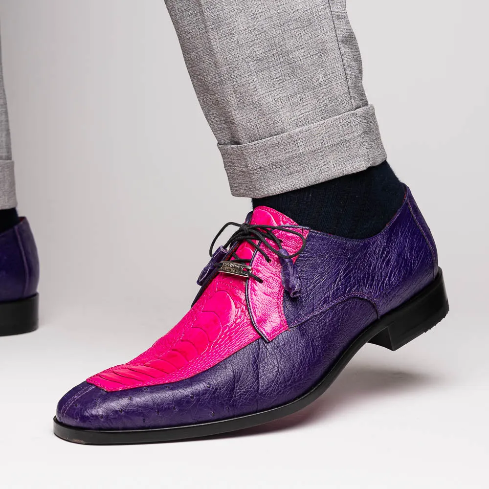 Marco Di Milano Andretti in Pink / Purple Ostrich Leg Derby Shoes