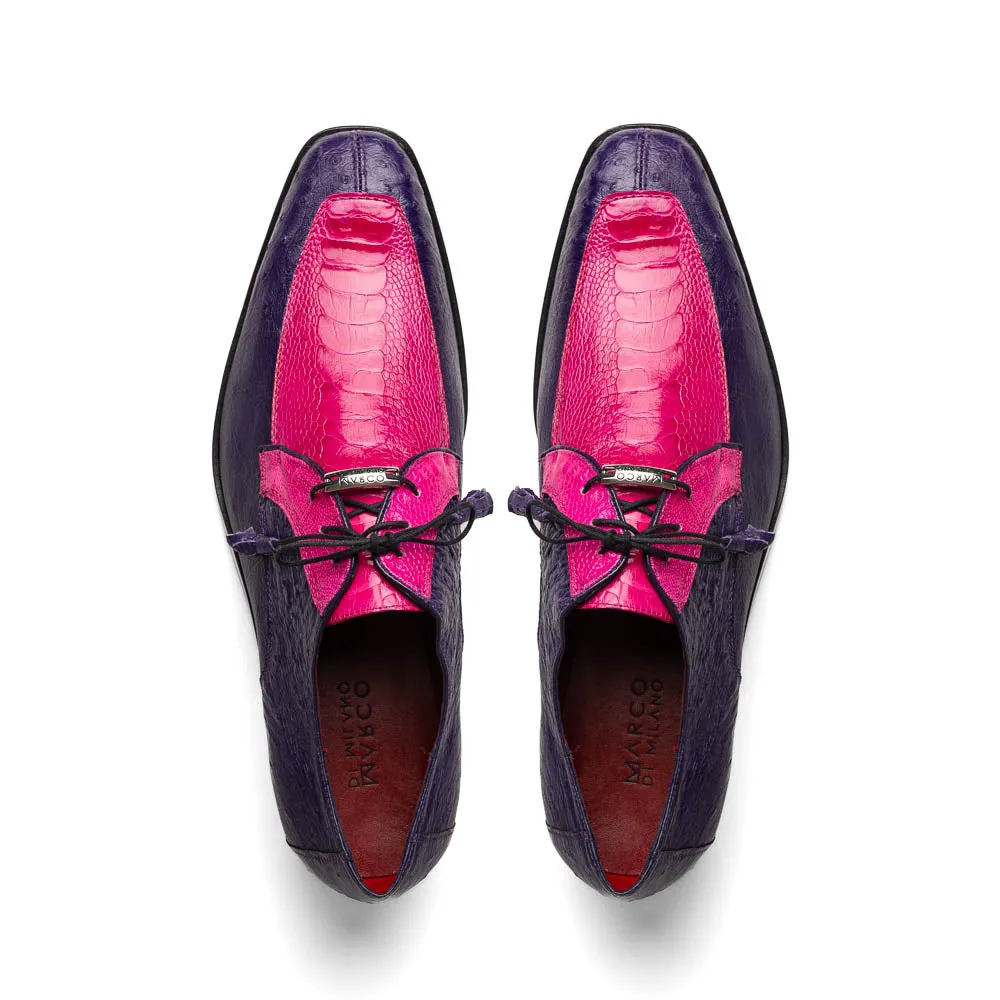 Marco Di Milano Andretti in Pink / Purple Ostrich Leg Derby Shoes