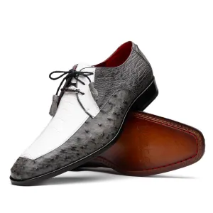 Marco Di Milano Andretti in White / Grey Ostrich Leg Derby Shoes