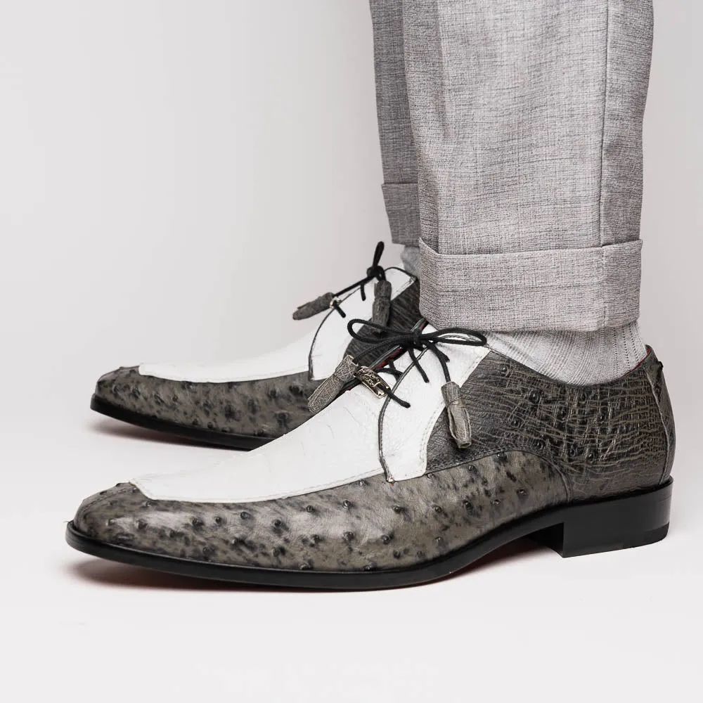 Marco Di Milano Andretti in White / Grey Ostrich Leg Derby Shoes