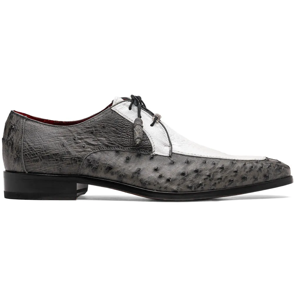 Marco Di Milano Andretti in White / Grey Ostrich Leg Derby Shoes