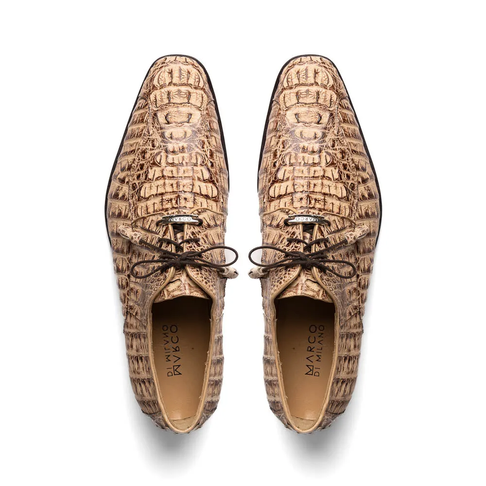 Marco Di Milano Apricena in Rustic Orix Caiman Crocodile Derby Dress Shoes