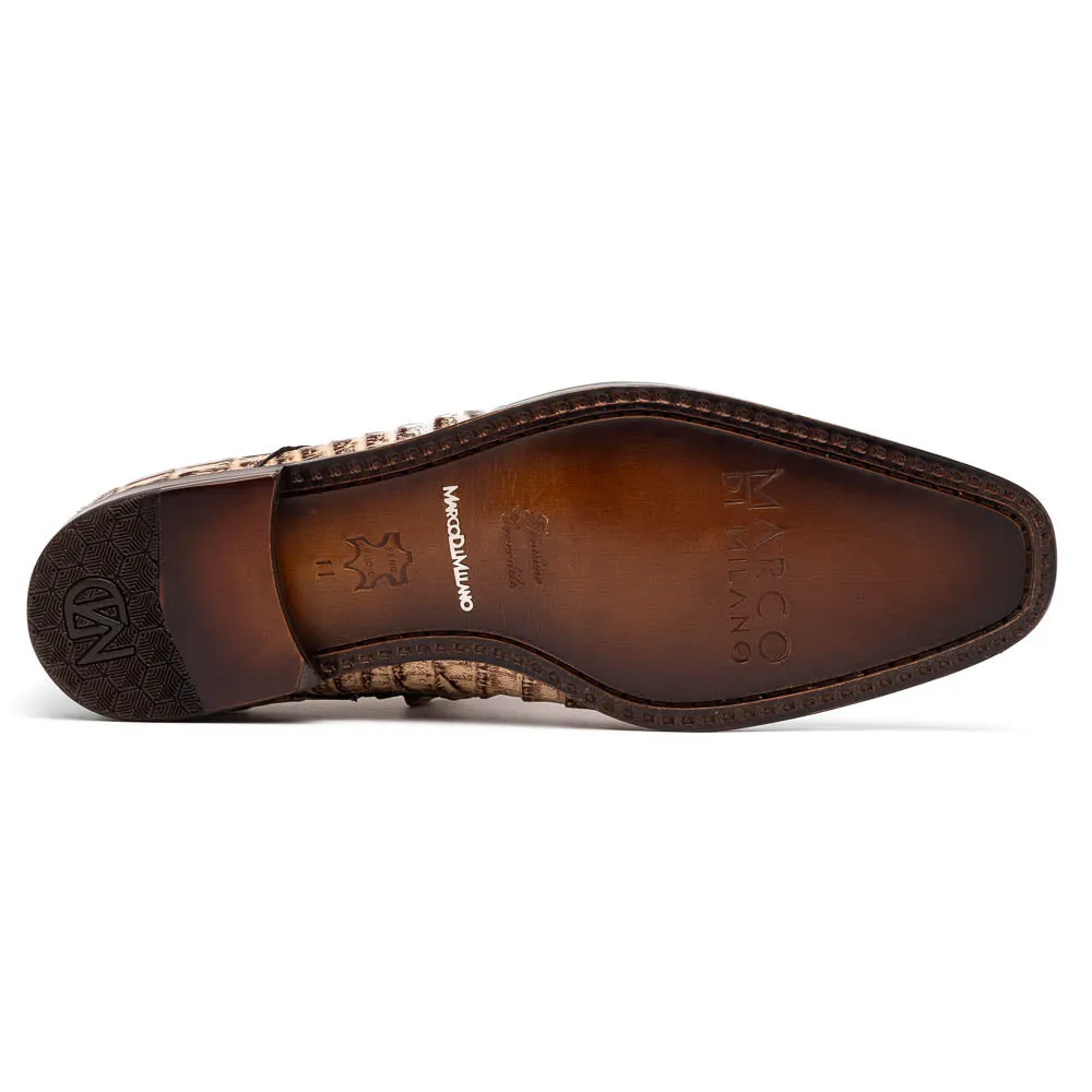 Marco Di Milano Apricena in Rustic Orix Caiman Crocodile Derby Dress Shoes