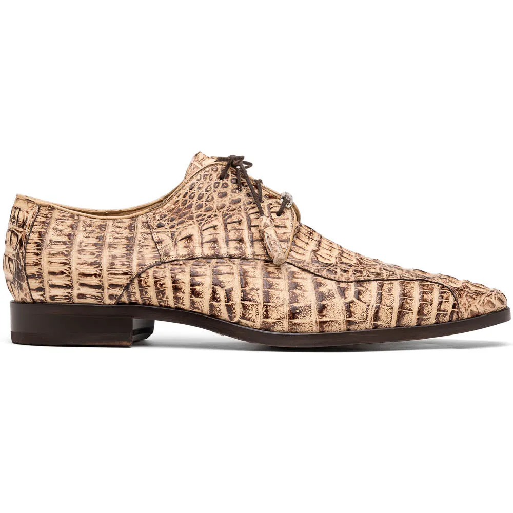 Marco Di Milano Apricena in Rustic Orix Caiman Crocodile Derby Dress Shoes