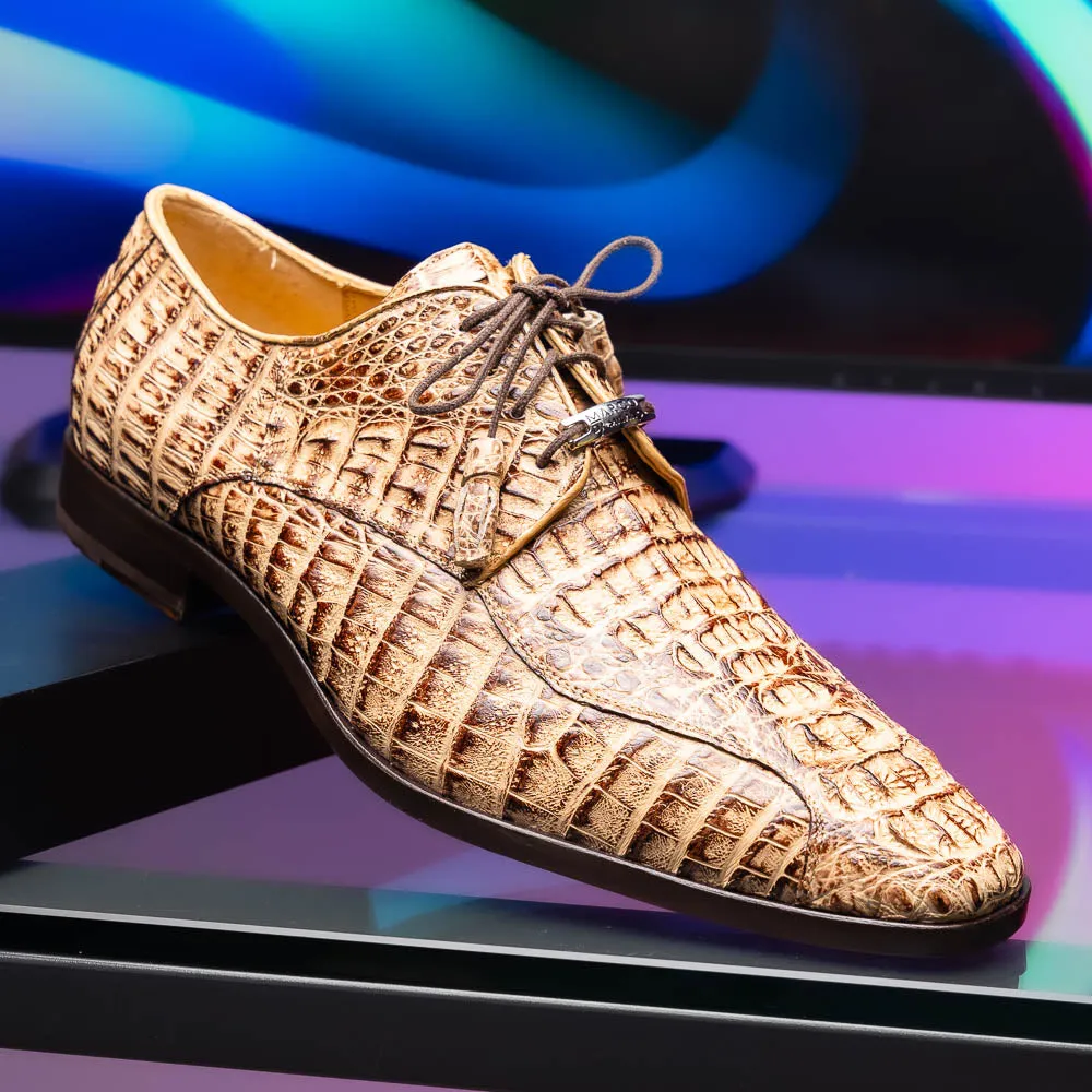 Marco Di Milano Apricena in Rustic Orix Caiman Crocodile Derby Dress Shoes