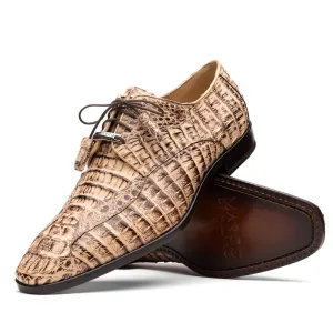 Marco Di Milano Apricena in Rustic Orix Caiman Crocodile Derby Dress Shoes