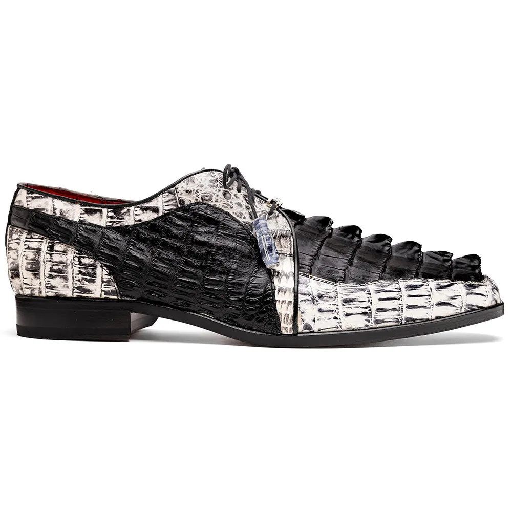 Marco Di Milano Caribe in Black / Newspaper Hornback Caiman Derby Shoes