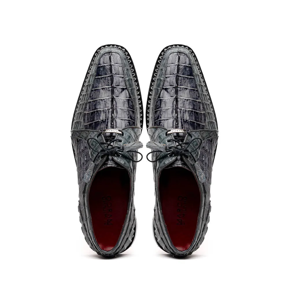 Marco Di Milano Caribe in Dark Grey Hornback Caiman Derby Shoes